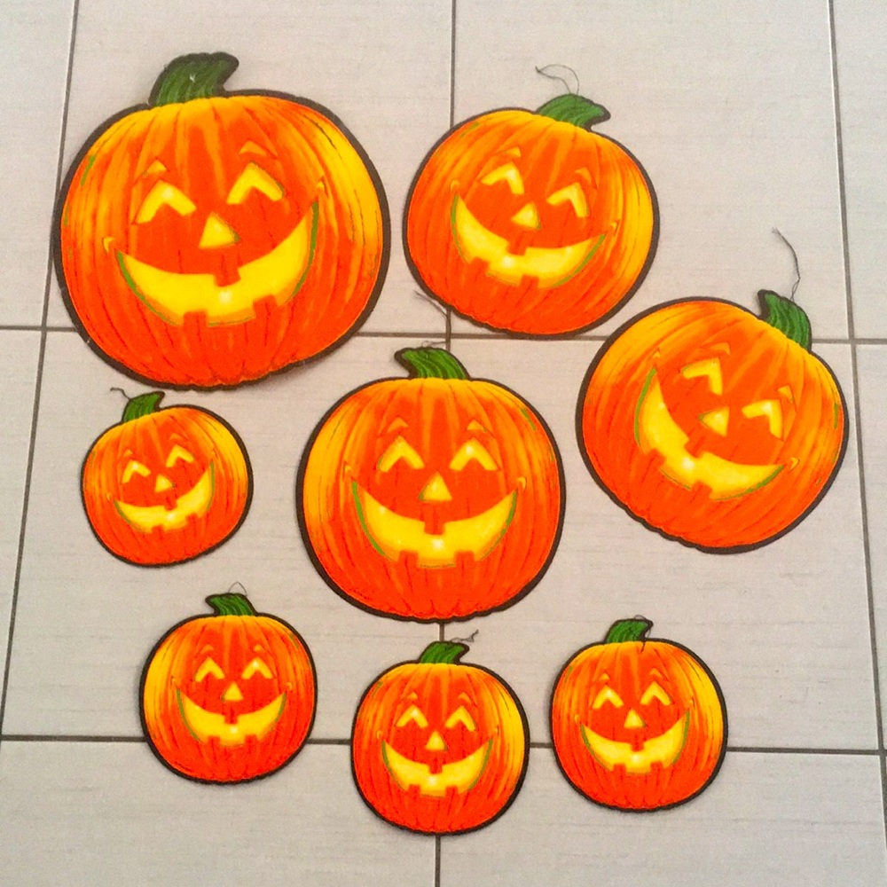Vintage Assorted Double Sided Jack-O-Lantern Die Cuts (8 Pcs)
